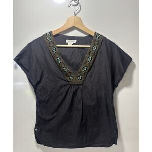 Loomstate Organic Top Tunic Cotton Silk Beaded Sustainable Luxe Luxury Sz XS